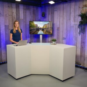 Een opstelling voor het opnemen van een professionele presentatie.